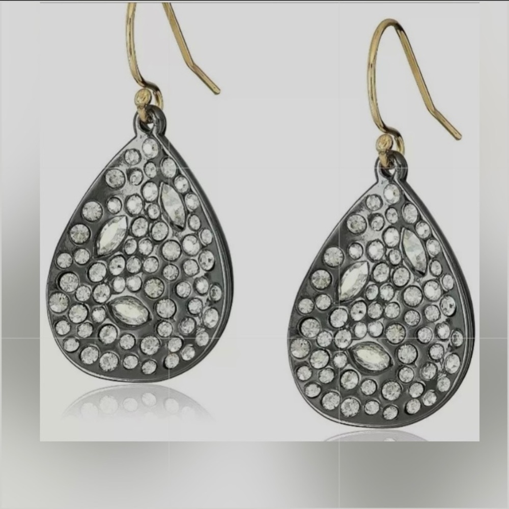 ALEXIS BITTAR • Gunmetal Miss Havisham Crystal Encrusted Teardrop Earrings